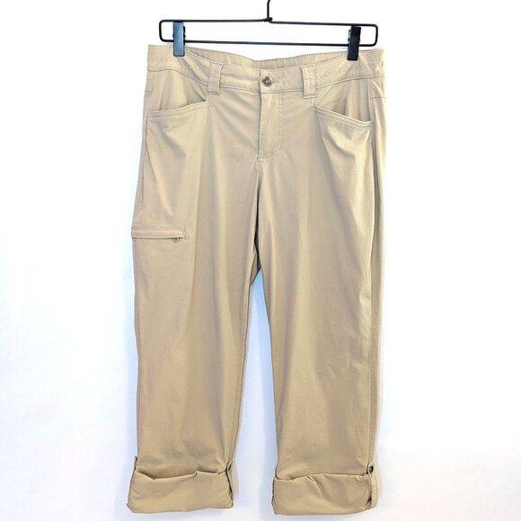 Eddie Bauer | Women's Travex Tan Outdoor Nylon Roll Cuff Pants Capris | Size 8 - Picture 5 of 16